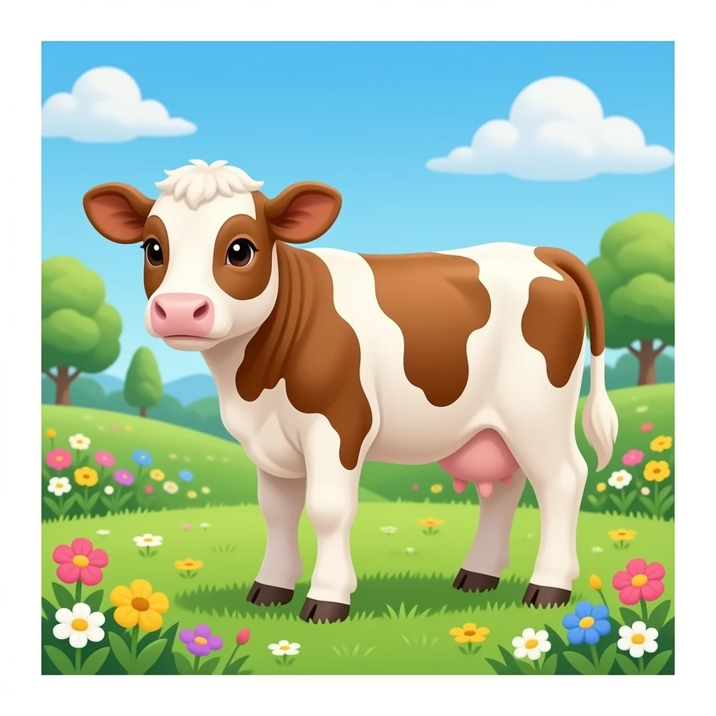 Baby cow in garden emoji
