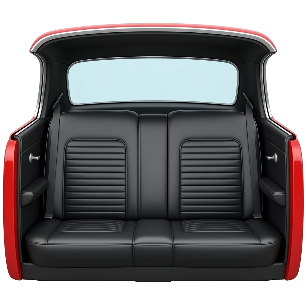 black back seat of a red 1968 Ford Mustang coupe emoji