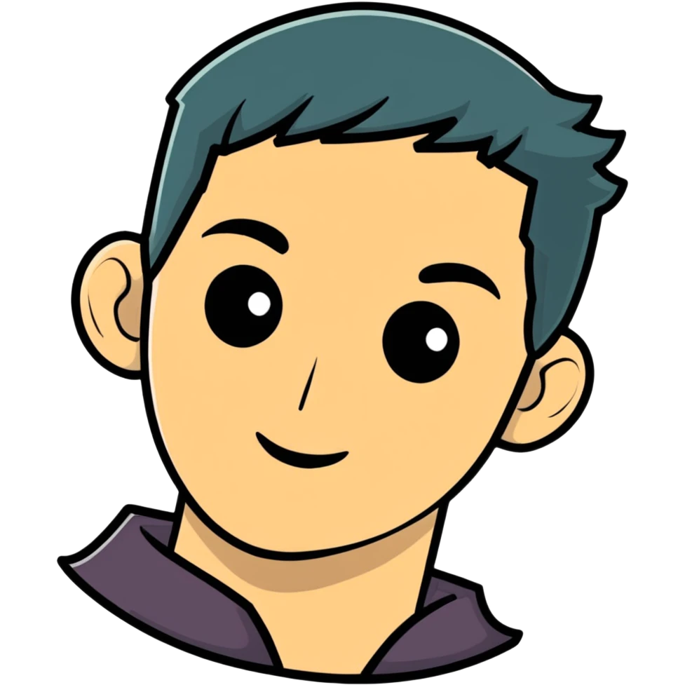 a man's face in his late 20s, cartoonish sticker style emoji