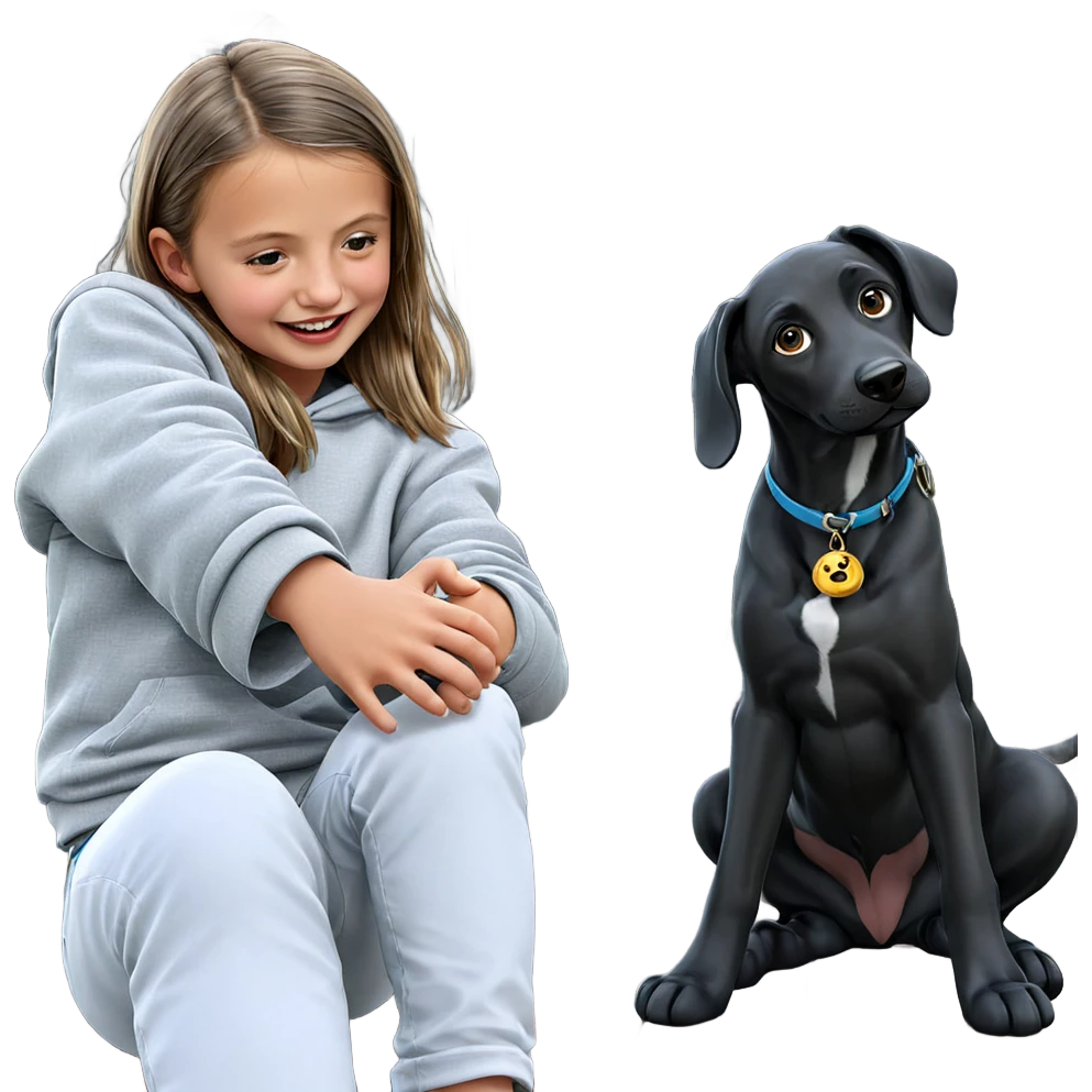 girl with dog sitting outside emoji