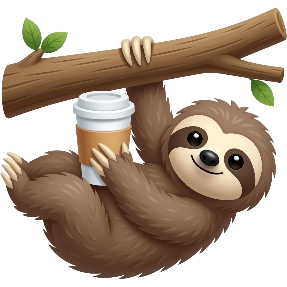 hanging sloth tree coffee emoji