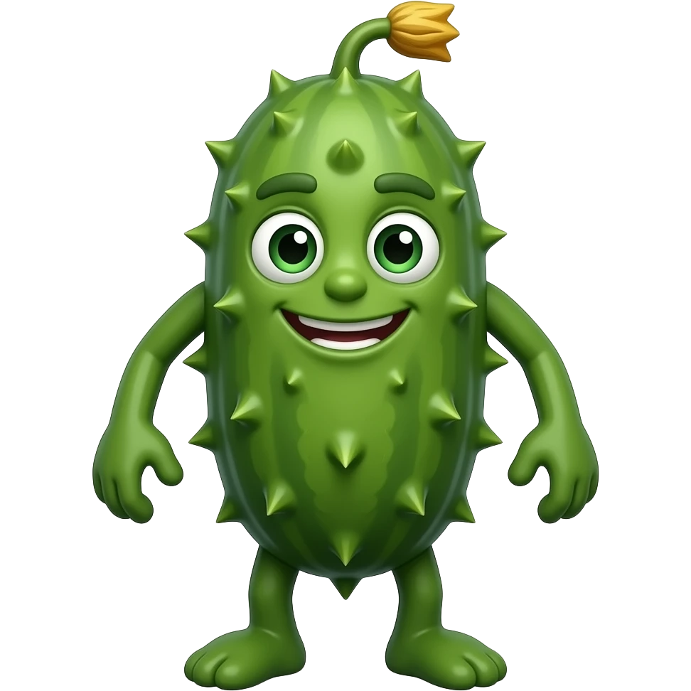 A wild,  prickly cucumber with arms and legs emoji