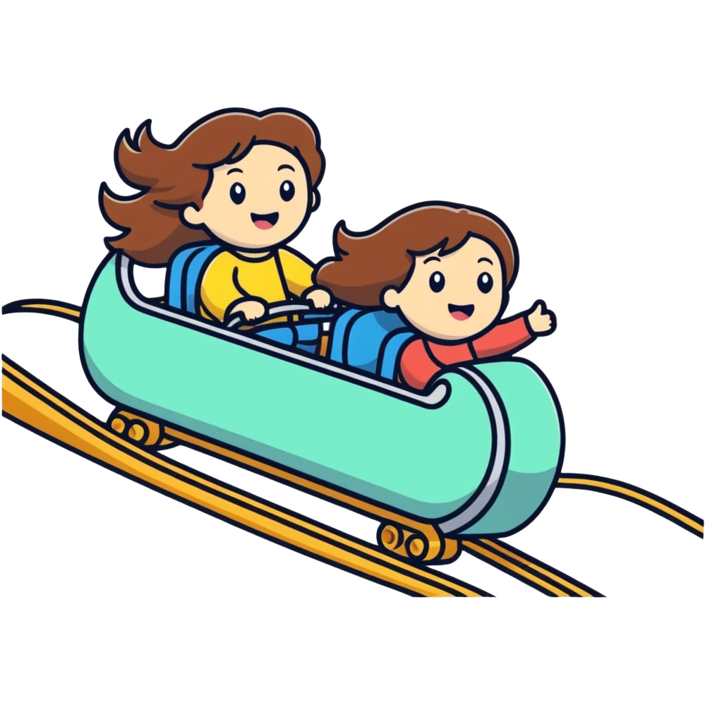 2 best friends on a rollercoaster 1 with long brown hair the other with long brown hair emoji