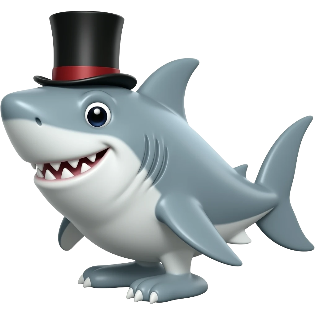 Shark with a top hat emoji