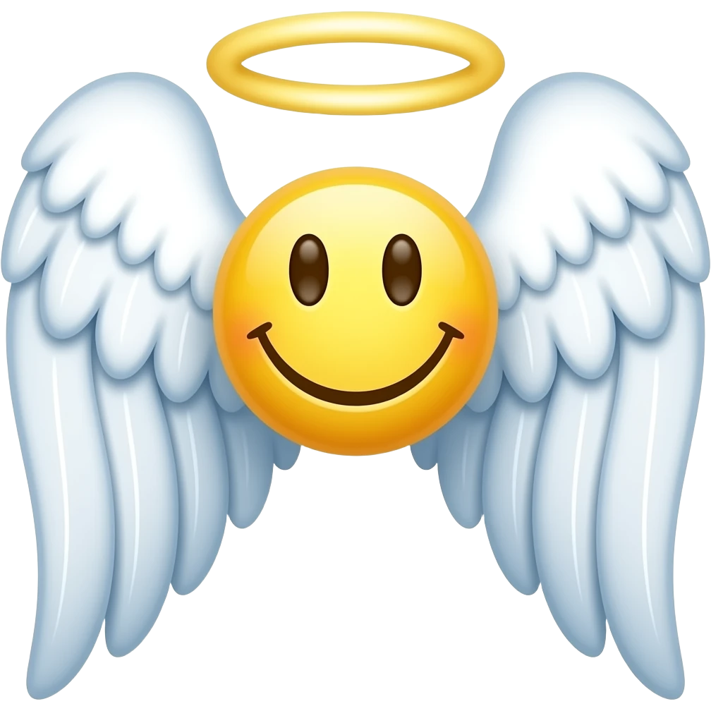 Angel wings with smiley face emoji