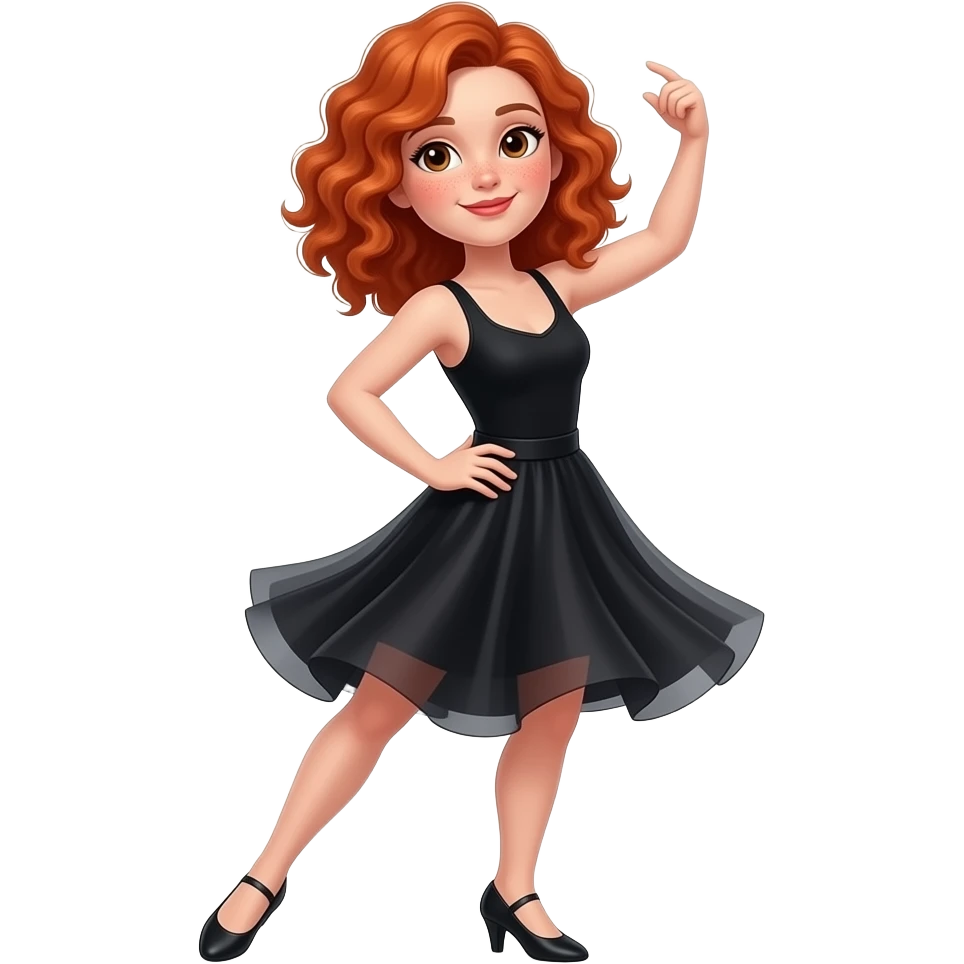 Fille rousse bouclés tâches de rousseur tango emoji