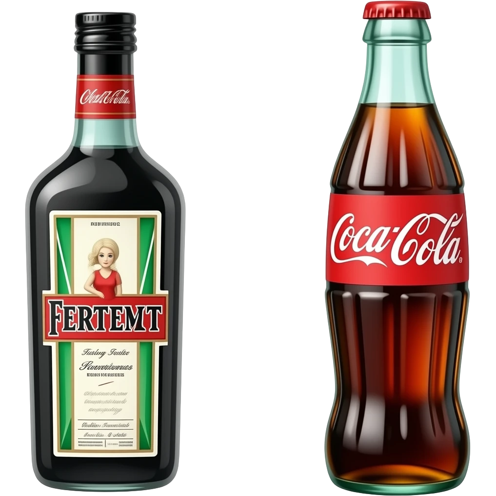 Hace un emoji de fernet la botella y coca emoji