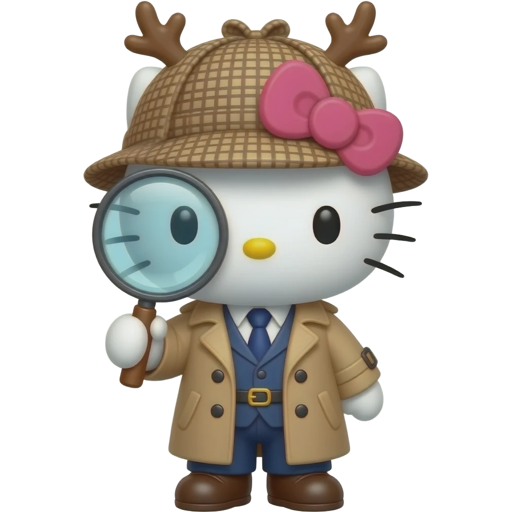 hello kitty disfrazada de sherlock holmes emoji