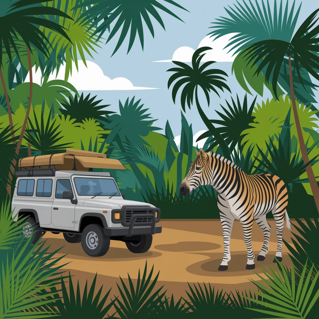 digital raster illustration of jungle safari emoji
