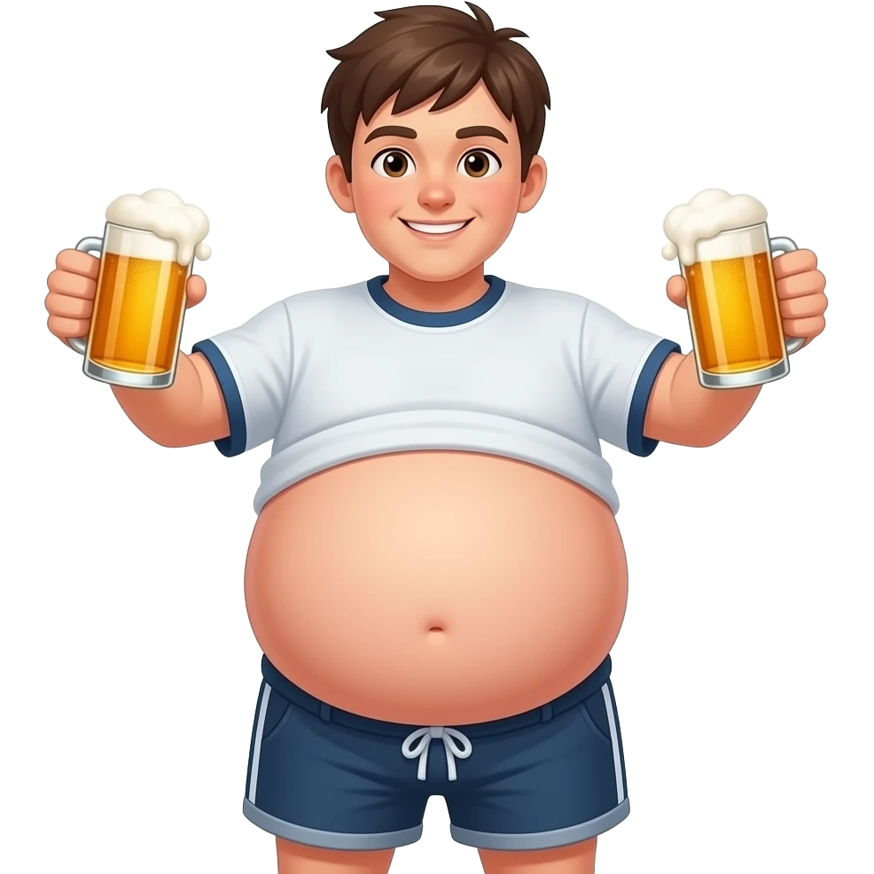 Zrób chłopak 16 latek z piwny brzuchem🫄🏼 brzuch ma kształt jak piłka + twarty brzuch + bardzo ogromny brzuch i trzyma oba piwa 🍻 emoji