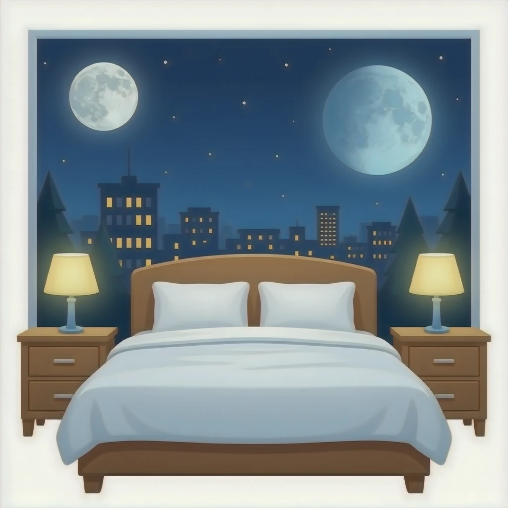white bed cover and nightstands headboard emoji