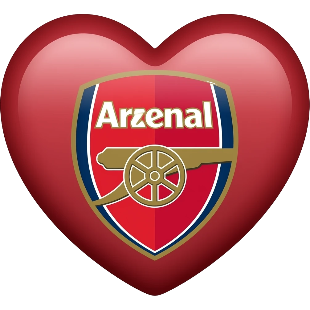 arsenal football club logo in red heart emoji
