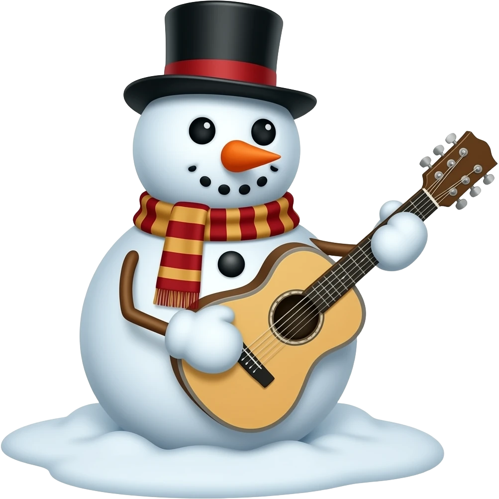 Snowman playing guitar emoji