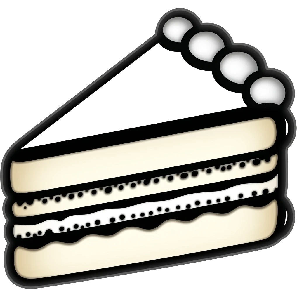 cake emoji, thick black outline, simple cartoon emoji
