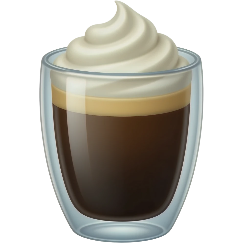 black coffee topped with milk foam in a glass emoji