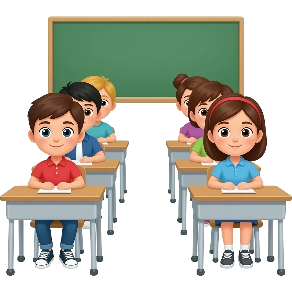 genera emoji de estudiantes sentados en clases emoji