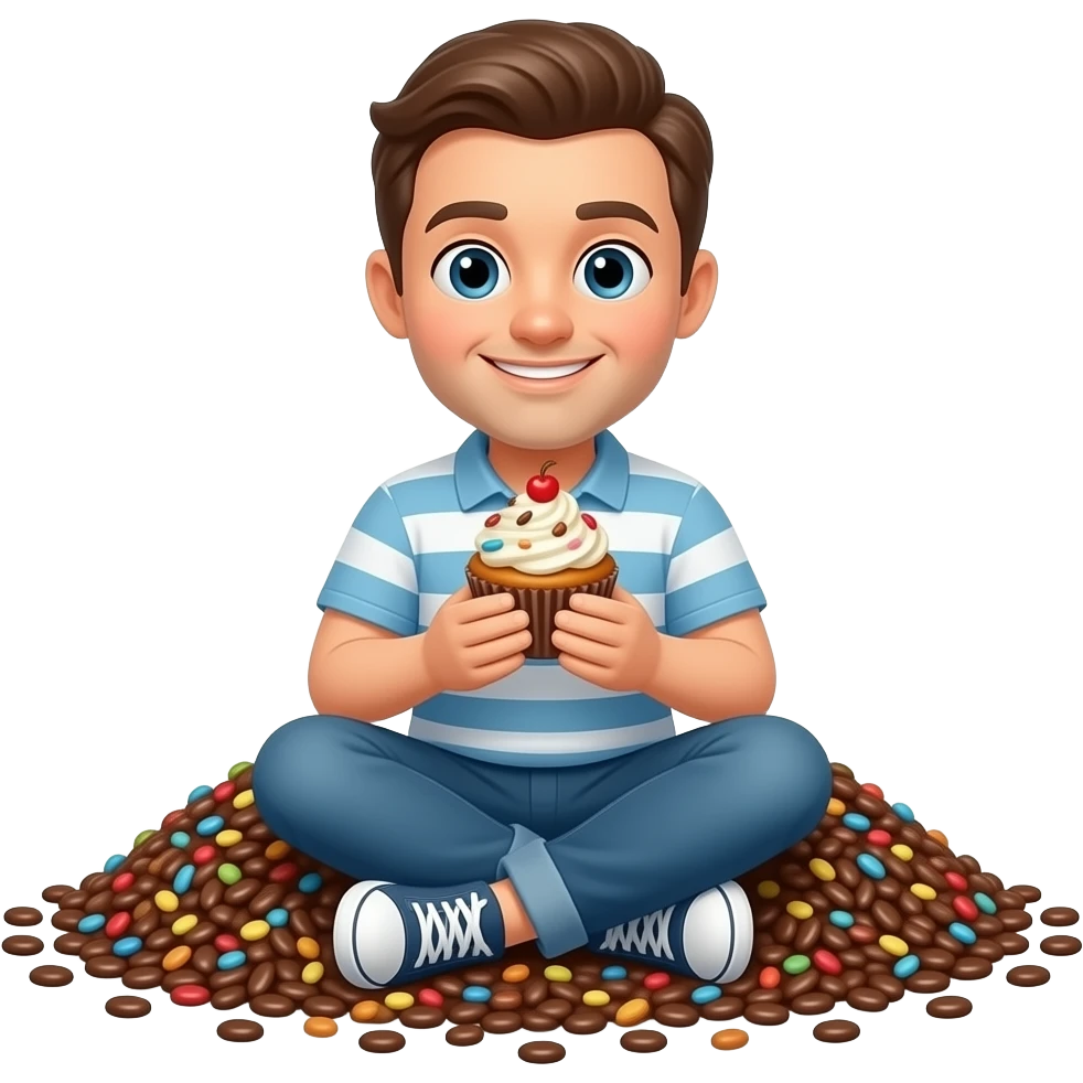 Make him sit in sprinkles While cupcake emoji
