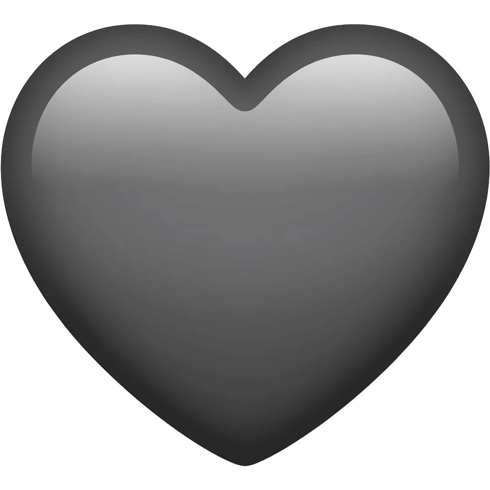 dark grey colour heart emoji emoji