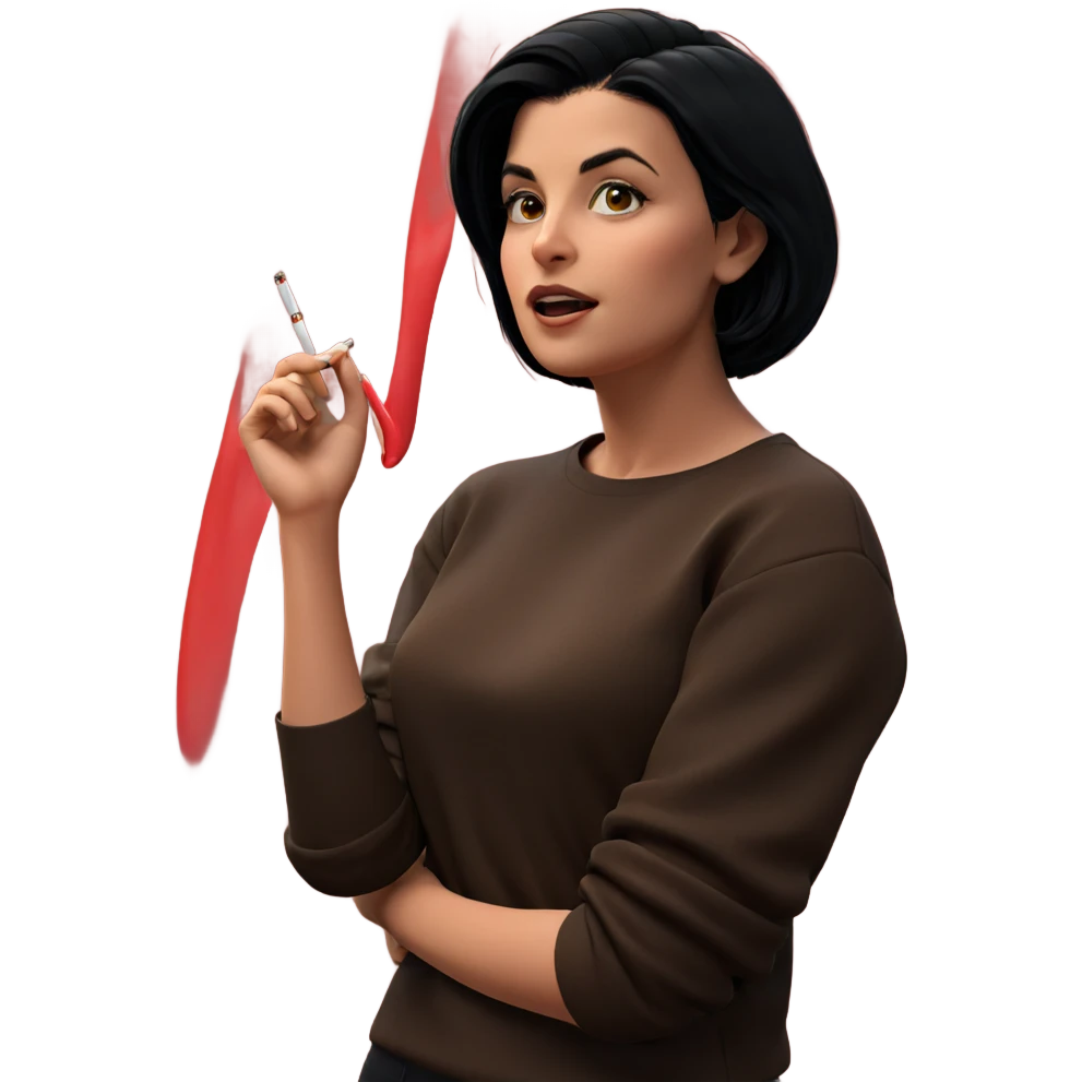 smoking girl with black hair emoji