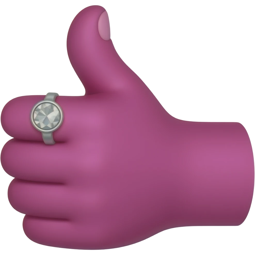 ladies fuscia hand with diamond ring giving thumbs up emoji