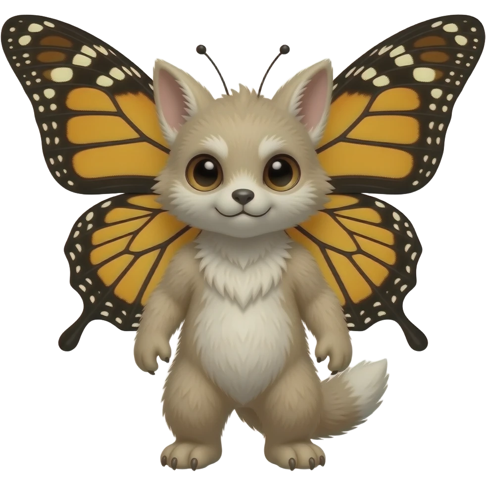 furry animal-vernid-grem2-creature with tapered tufted ears, butterfly wings on HEAD emoji