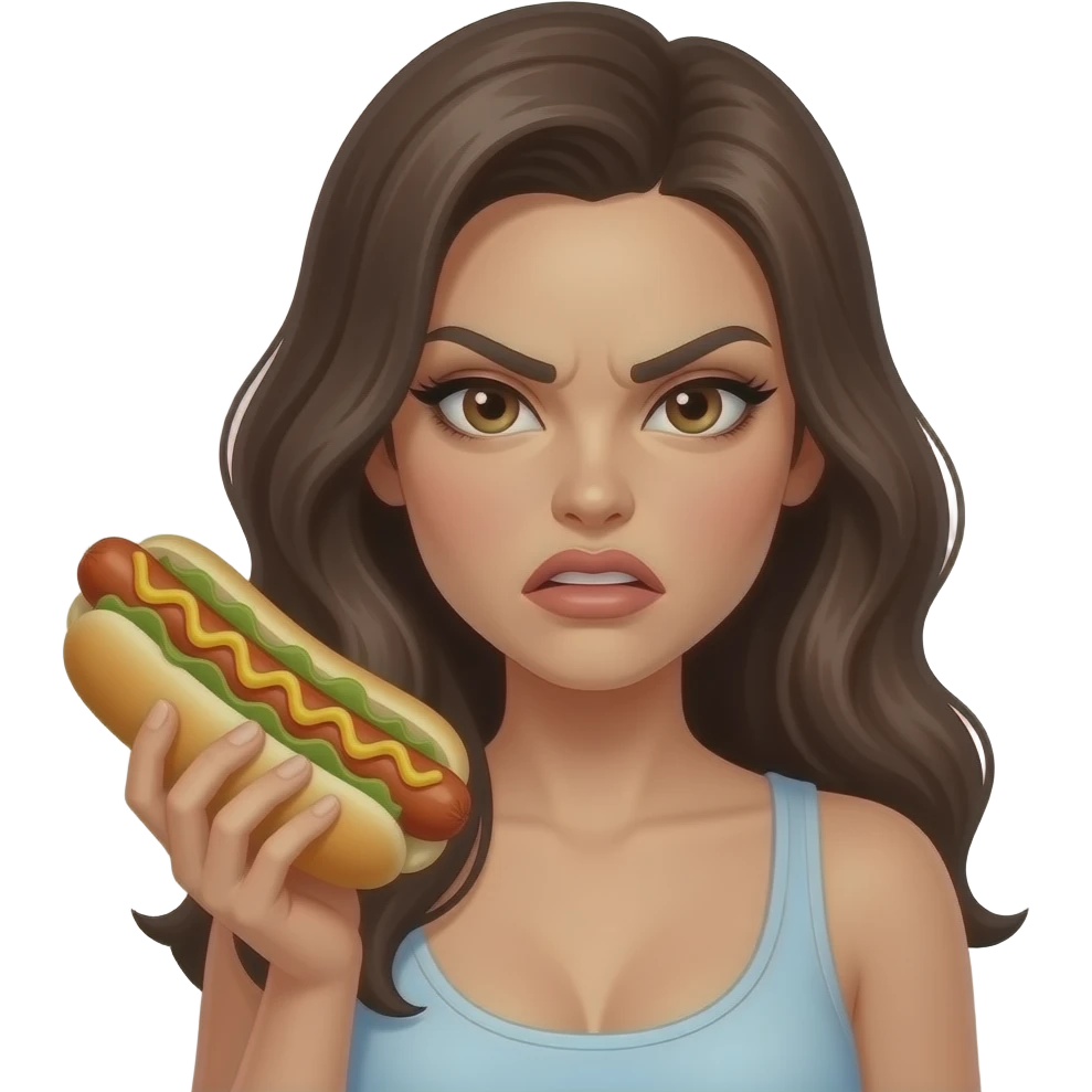angry sexy woman holding a hotdog emoji