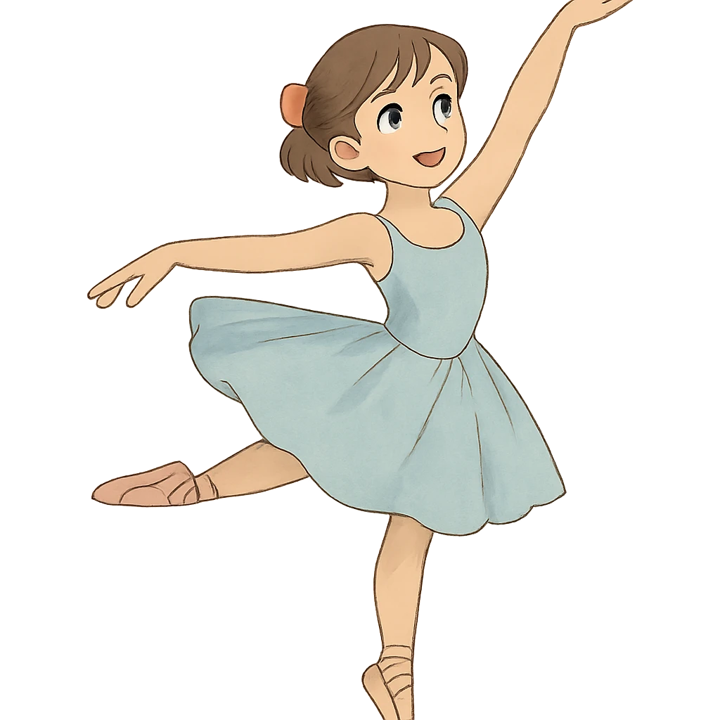 ghibli style girl doing ballet emoji