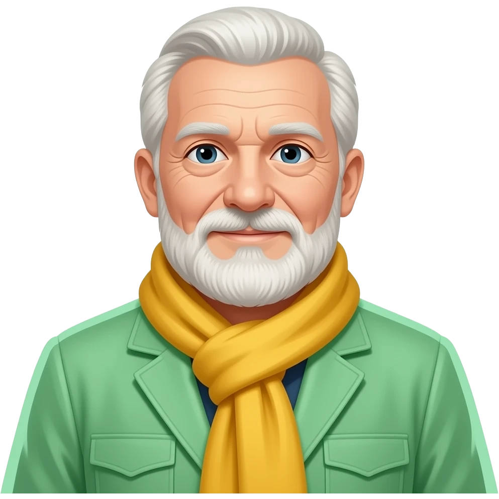 old man with Yellow Scarf and Glass green jacket top emoji