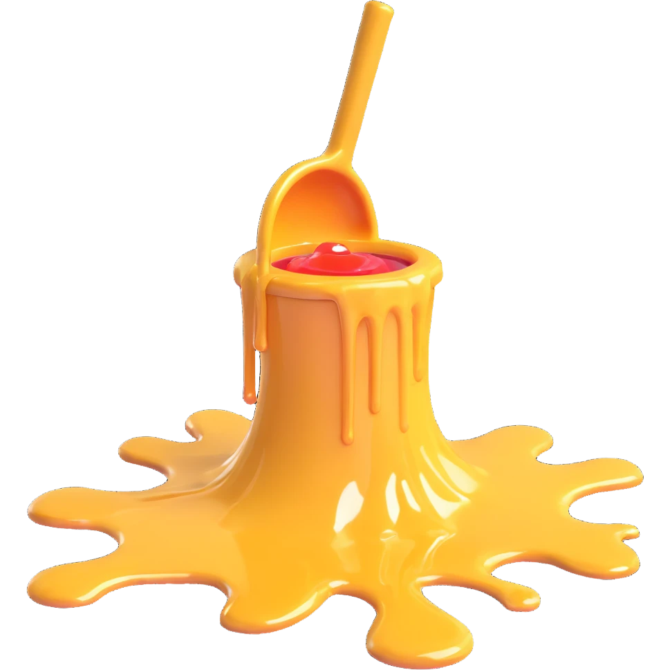 mop cleaning a shiny syrup spill, shiny syrup spill emoji