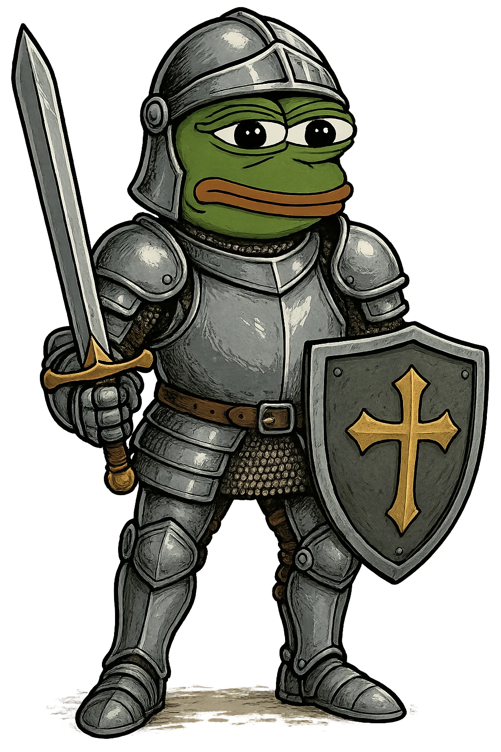 pepe the frog as a knight emoji