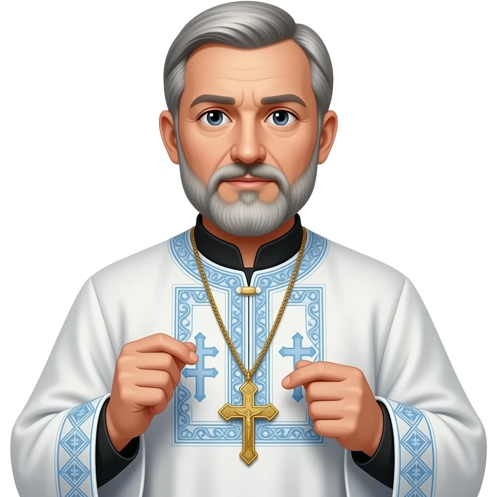 an Orthodox parishioner with an Orthodox cross around his neck emoji