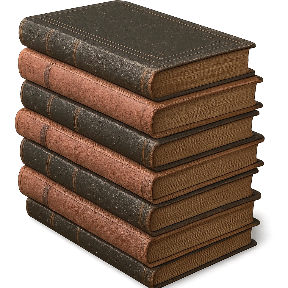 black and pink stack of vintage books emoji