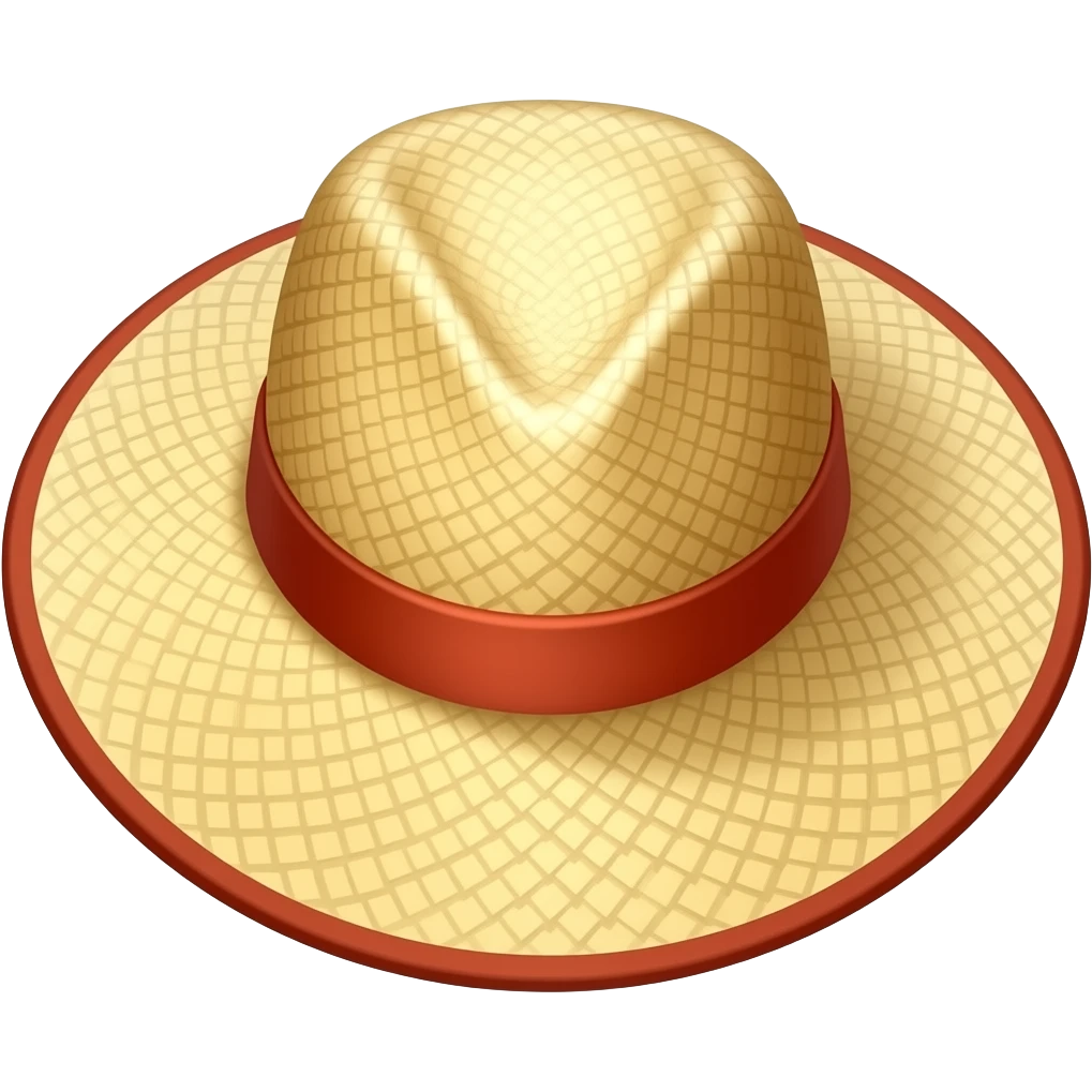 Chapeau de paille avec le contour rouge emoji