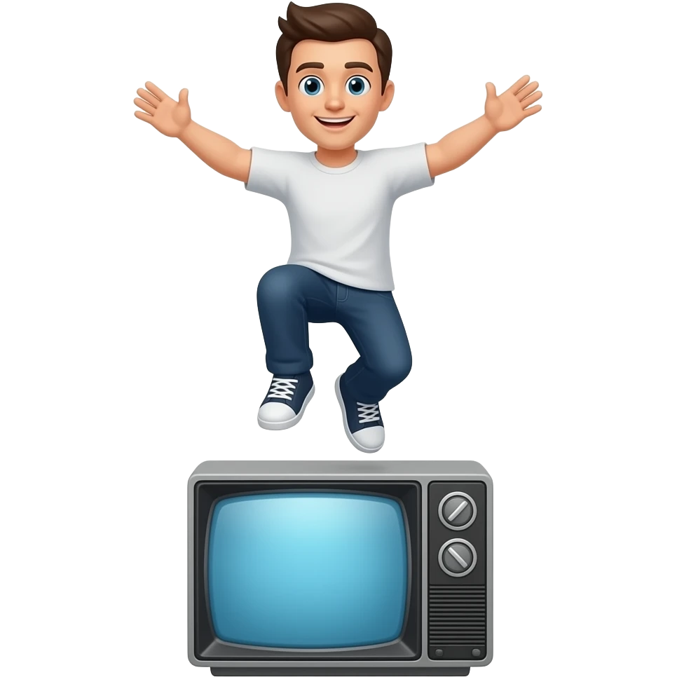 Tv con piernas lebantado humano emoji