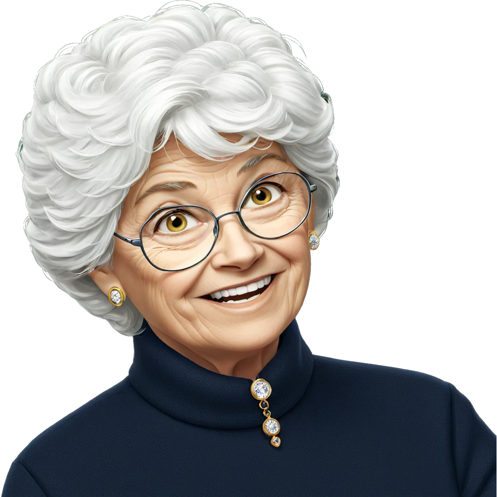 smiling elderly woman with jewelry emoji