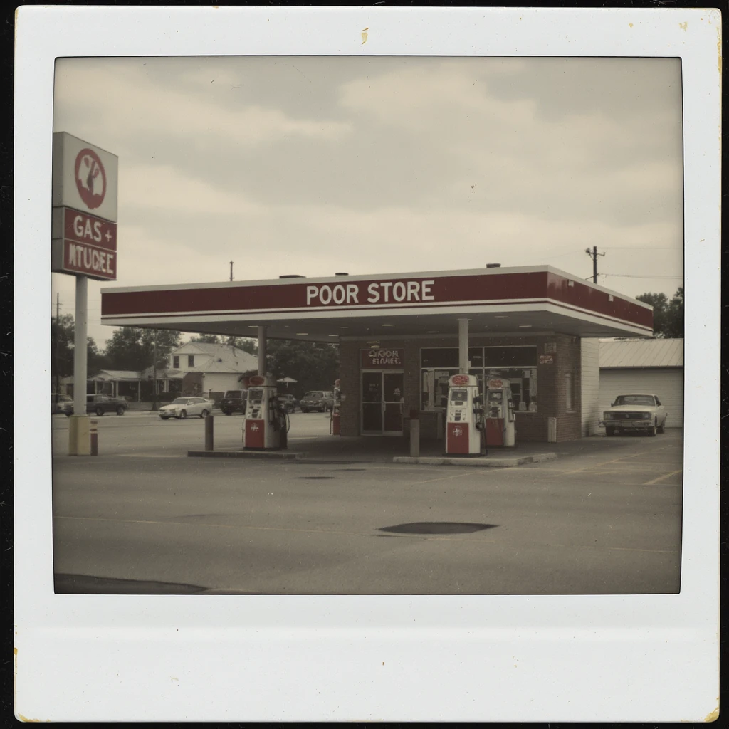 Gas station named Poor Store & More emoji