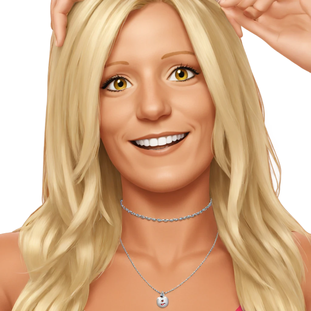 blonde girl with necklace smile emoji
