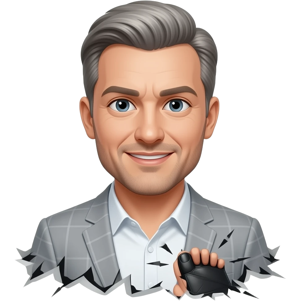 Gray man with black toenails ripping throw shoes emoji