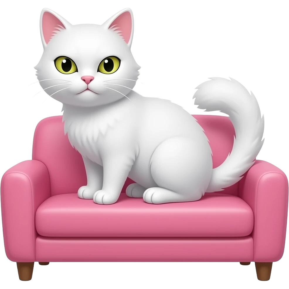 arrogant white cat on pink couch emoji