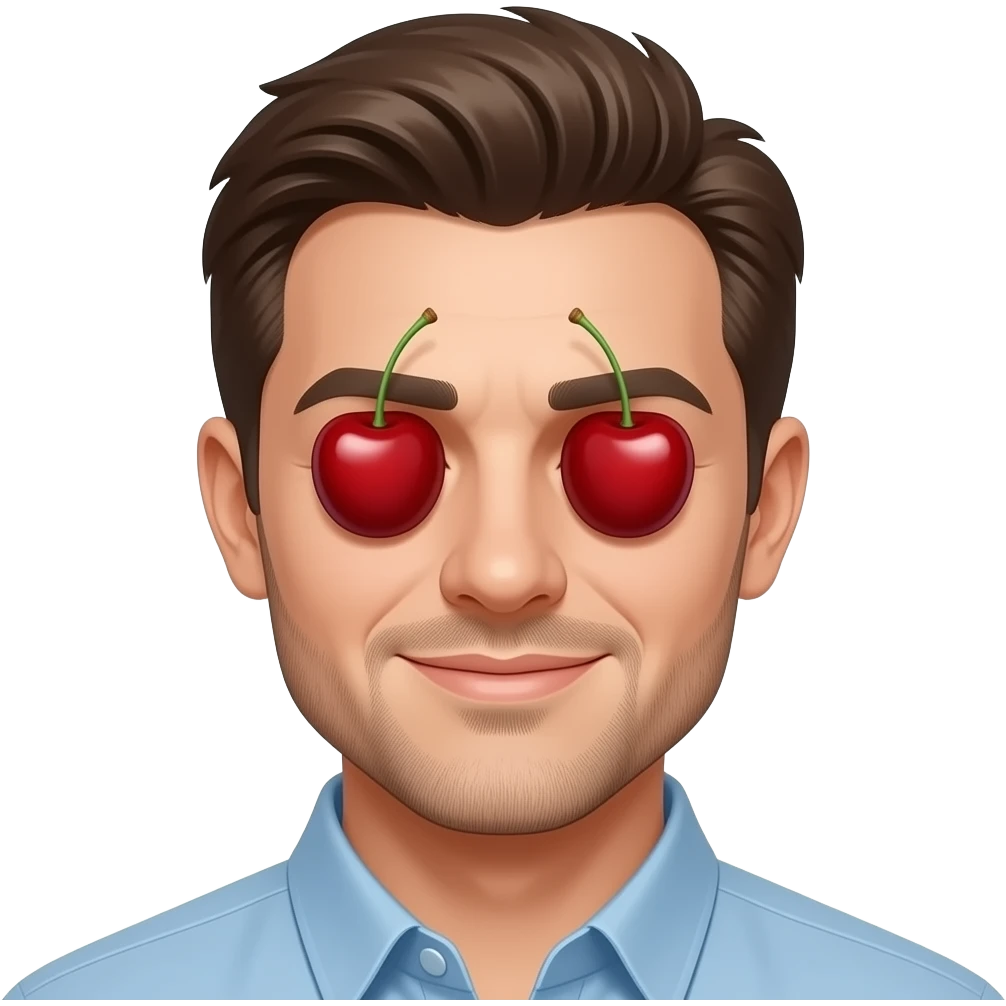 Make him with cherries in the eyes emoji