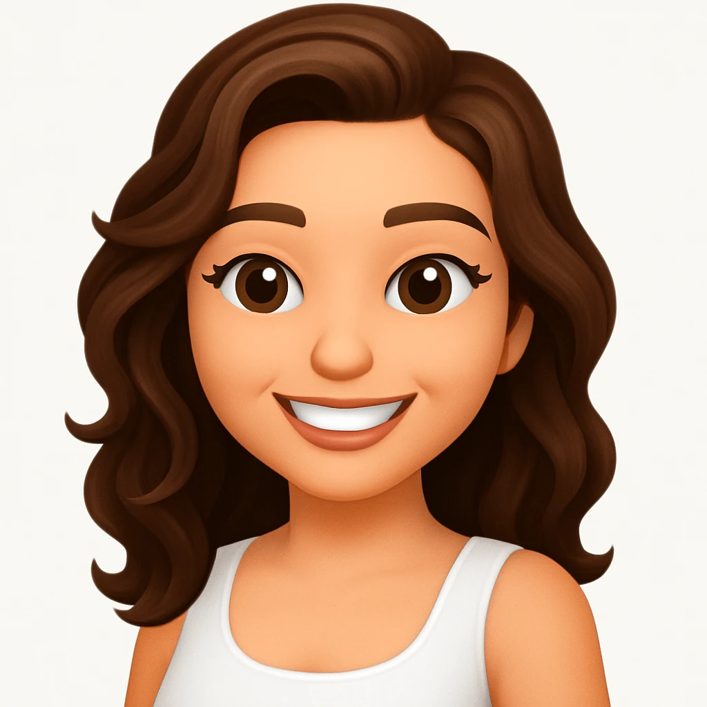 turn the second man in emoji style of the 1st image, match the facial features and match dressing style of the 2nd image, she is in whte tank top emoji