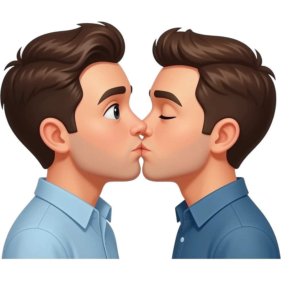Two guys kissing emoji