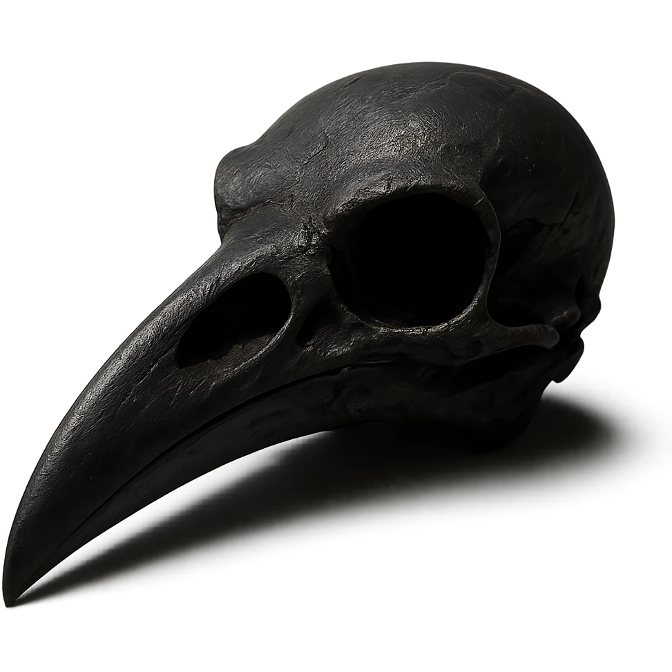 realistic goth black crow skull, highly detailed emoji