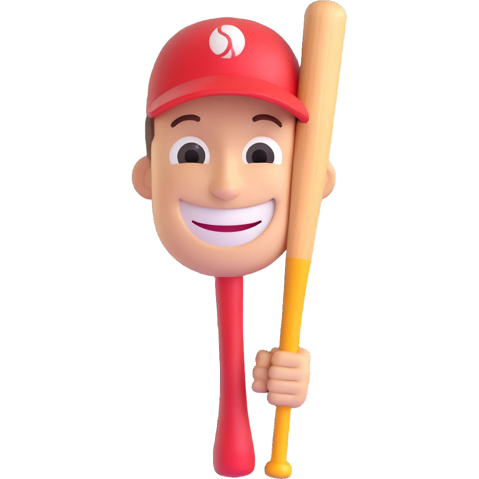 baseball bat with a smiling face emoji