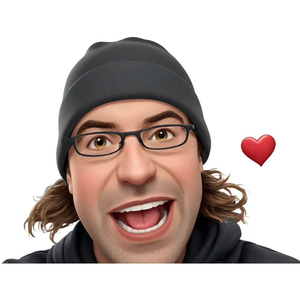 boy in beanie with heart emoji