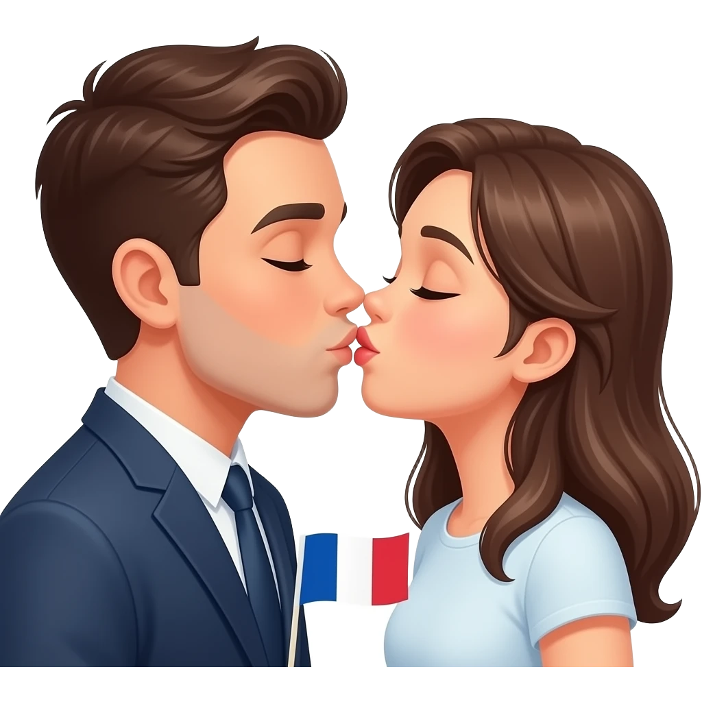 A cute couples french kissing emoji