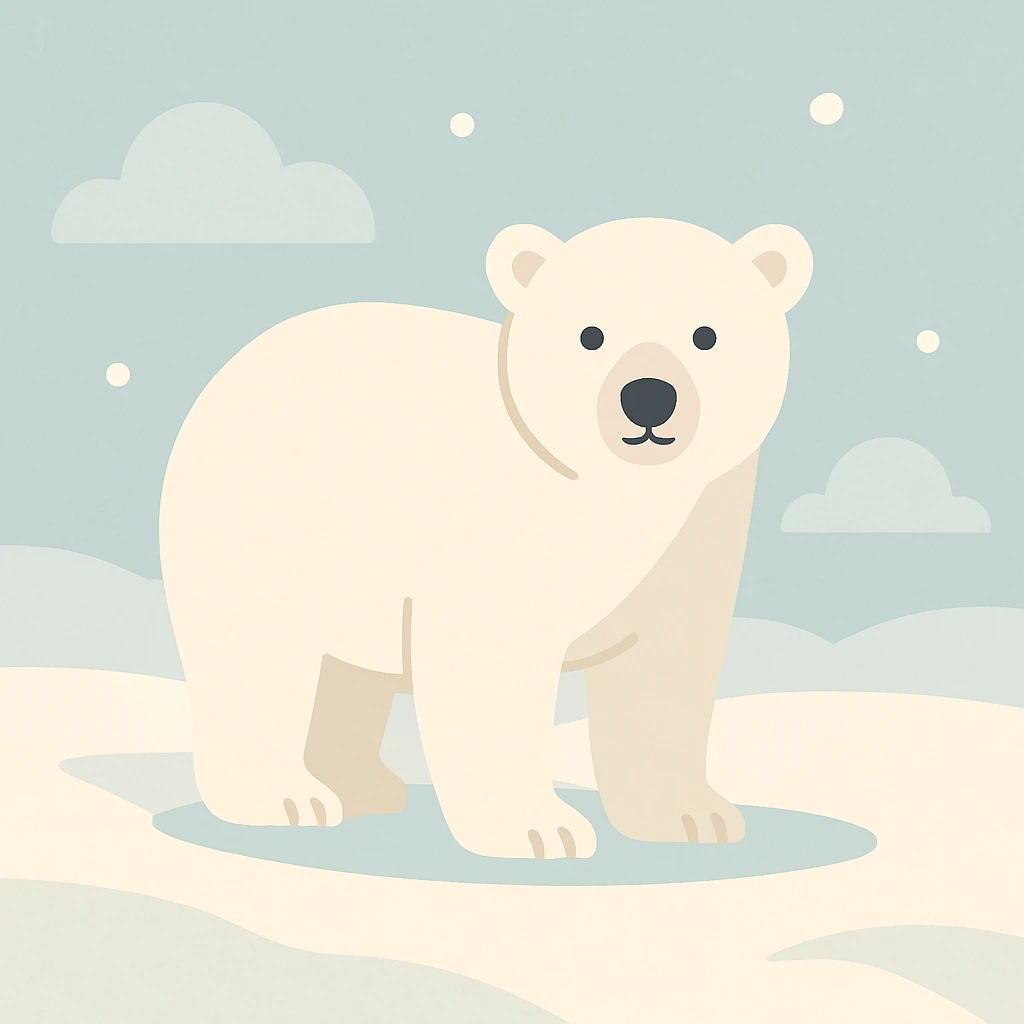 Flat design style polar bear in the snow emoji