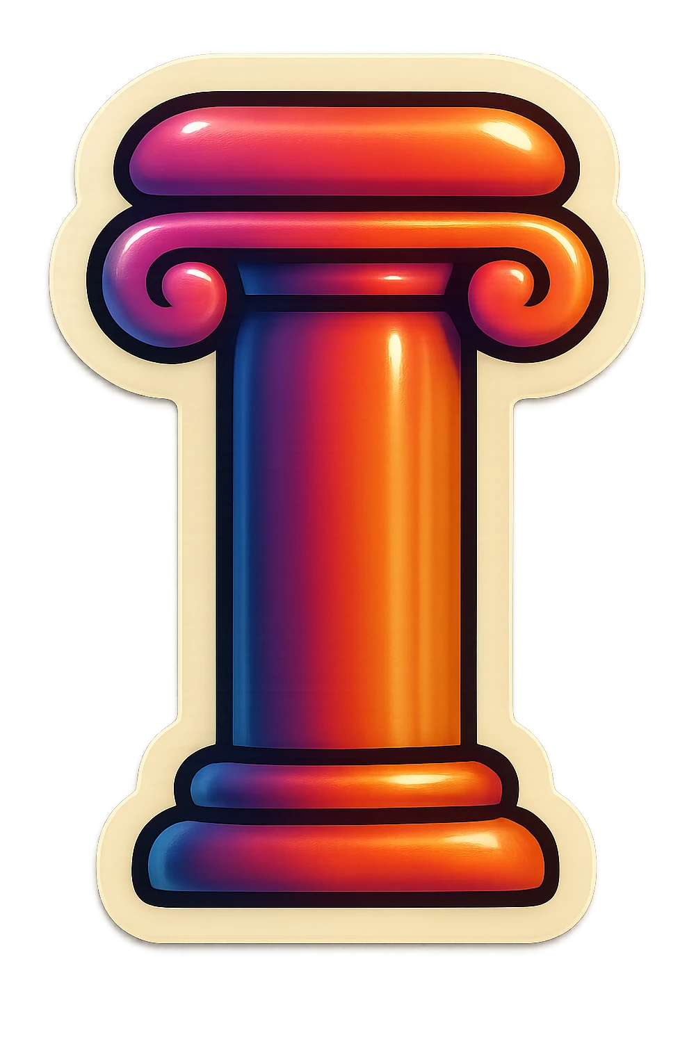 a straight horizontal and vertical pillar, retro vintage style emoji