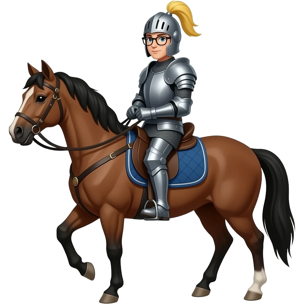 Knight with no glasses in armot on horseback emoji