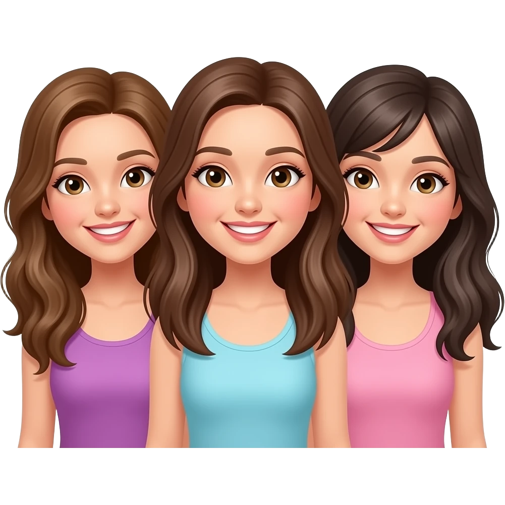 Three girl friends happy faces emoji